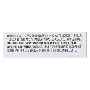 Lake Champlain Chocolates Chocolate Bar - Almonds & Sea Salt. 72% Cocoa Dark. - Case Of 12 - 3 Oz.