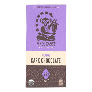 Madecasse 92 Percent Dark Chocolate - Case Of 12 - 2.64 Oz.