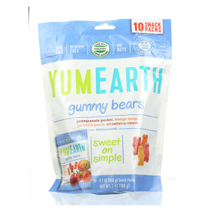 Yummy Earth Organics Gummy Bears - Organic - Snack Pack - .7 Oz - 10 Count - Case Of 12