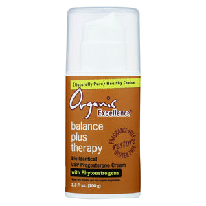 Organic Excellence Balance Plus Therapy Bio-identical Progesterone Cream With Phytoestrogens - 3 Oz