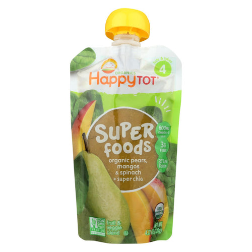 Happy Baby Happytot Organic Superfoods Spinach Mango And Pear - 4.22 Oz - Case Of 16