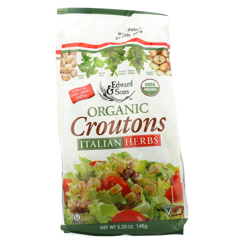 Edward And Sons Organic Croutons - Italian Herbs - Case Of 6 - 5.25 Oz.