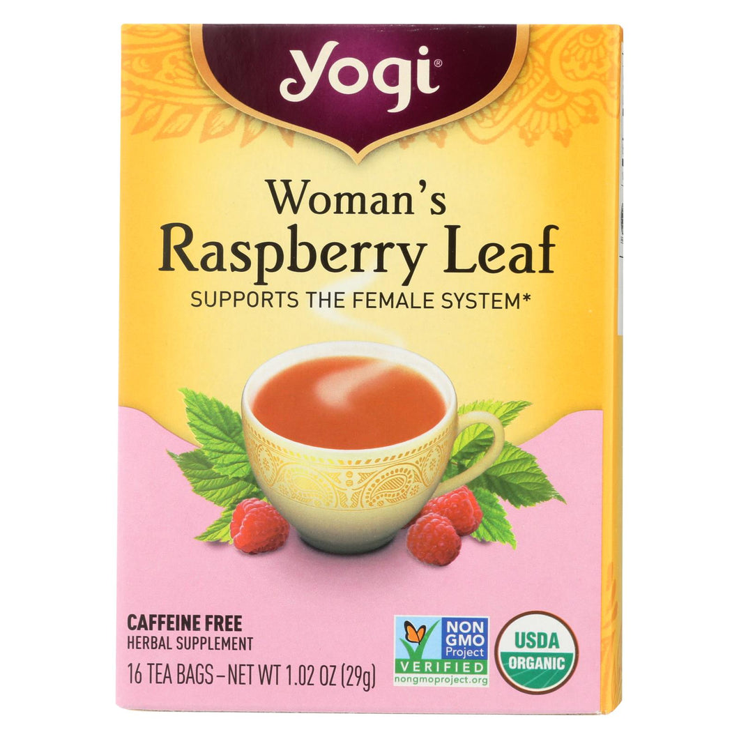 Yogi Organic Woman's Herbal Tea Raspberry Leaf - 16 Tea Bags - Case Of 6