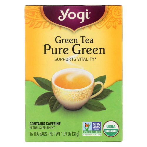 Yogi Organic Pure Green Herbal Tea - 16 Tea Bags - Case Of 6