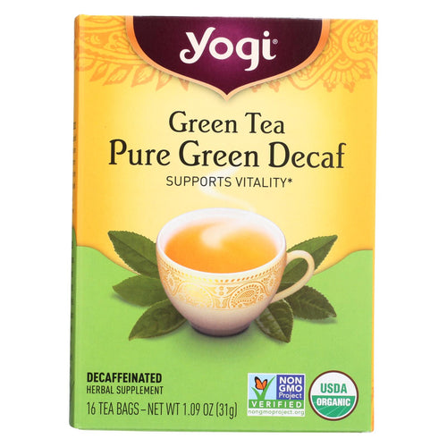 Yogi Organic Green Tea Caffeine Free - 16 Tea Bags - Case Of 6