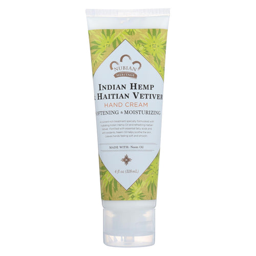 Nubian Heritage Hand Cream Indian Hemp And Haitian Vetiver - 4 Oz