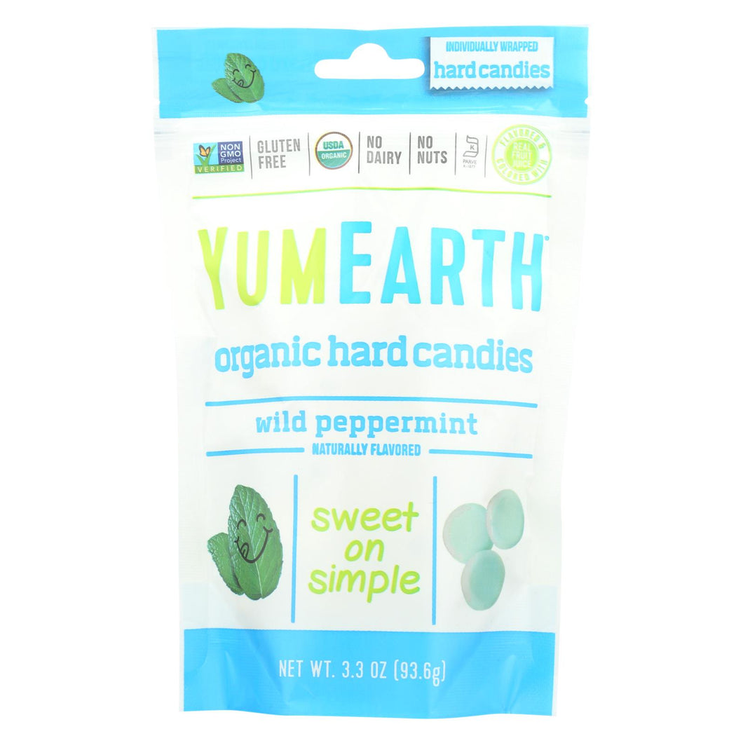 Yummy Earth Organic Candy Drops Wild Peppermint - 3.3 Oz - Case Of 6