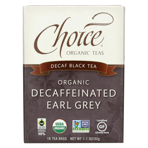 Choice Organic Teas Decaffeinated Earl Grey Tea - 16 Tea Bags - Case Of 6