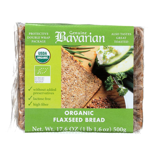 Genuine Bavarian Organic Bread - Flaxseed - Case Of 6 - 17.6 Oz.