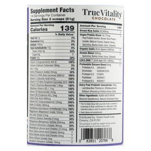 Green Foods True Vitality Plant Protein Shake With Dha Chocolate - 25.2 Oz