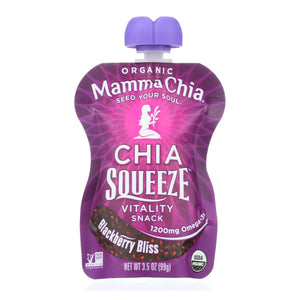 Mamma Chia Squeeze Vitality Snack - Blackberry Bliss - Case Of 16 - 3.5 Oz.