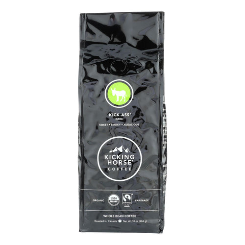 Kicking Horse Coffee - Organic - Whole Bean - Kick Ass - Dark Roast - 10 Oz - Case Of 6