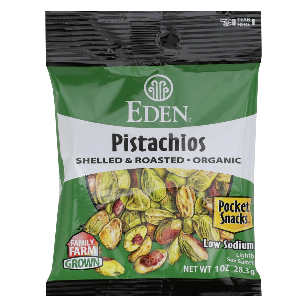 Eden Foods Organic Pocket Snacks - Pistachios - Shelled And Dry Roasted - 1 Oz - Case Of 12