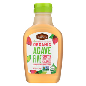 Madhava Honey Organic Agave Five Nectar - Case Of 6 - 16 Oz.