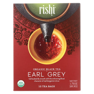 Rishi Organic Tea - Earl Grey - Case Of 6 - 15 Bags