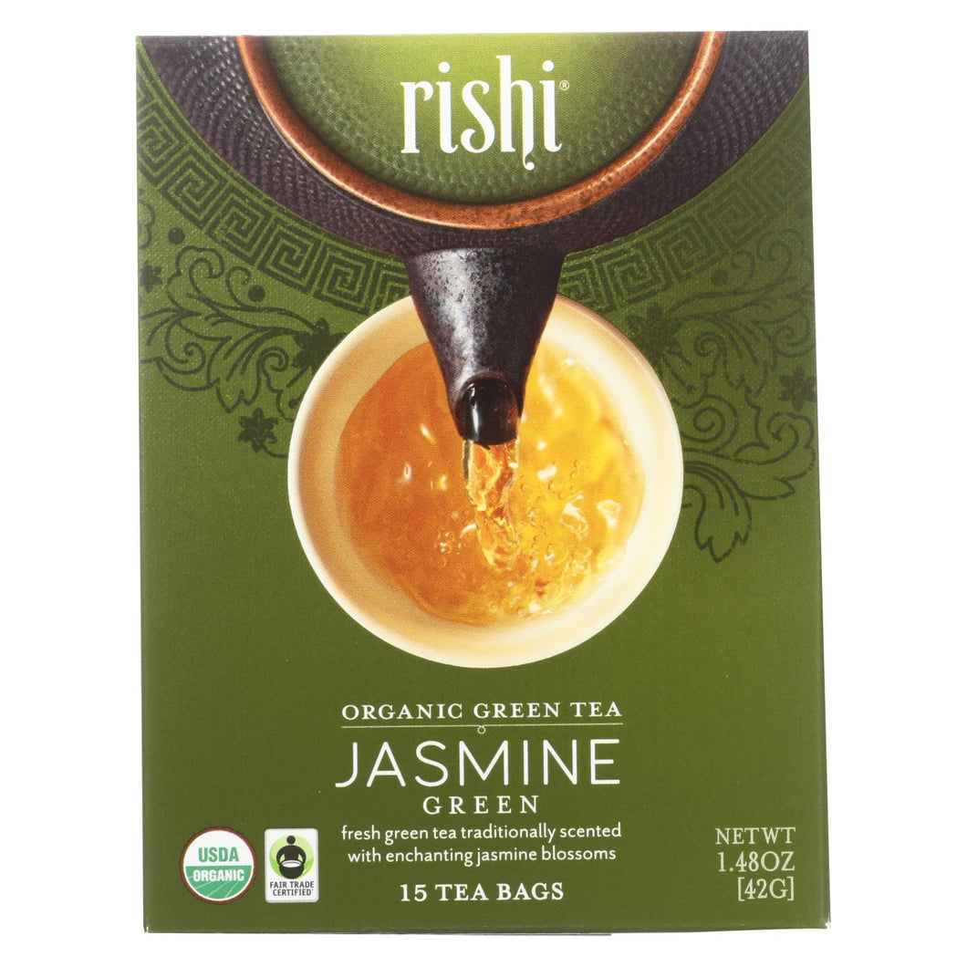 Rishi Organic Green Tea - Jasmine - Case Of 6 - 15 Bags