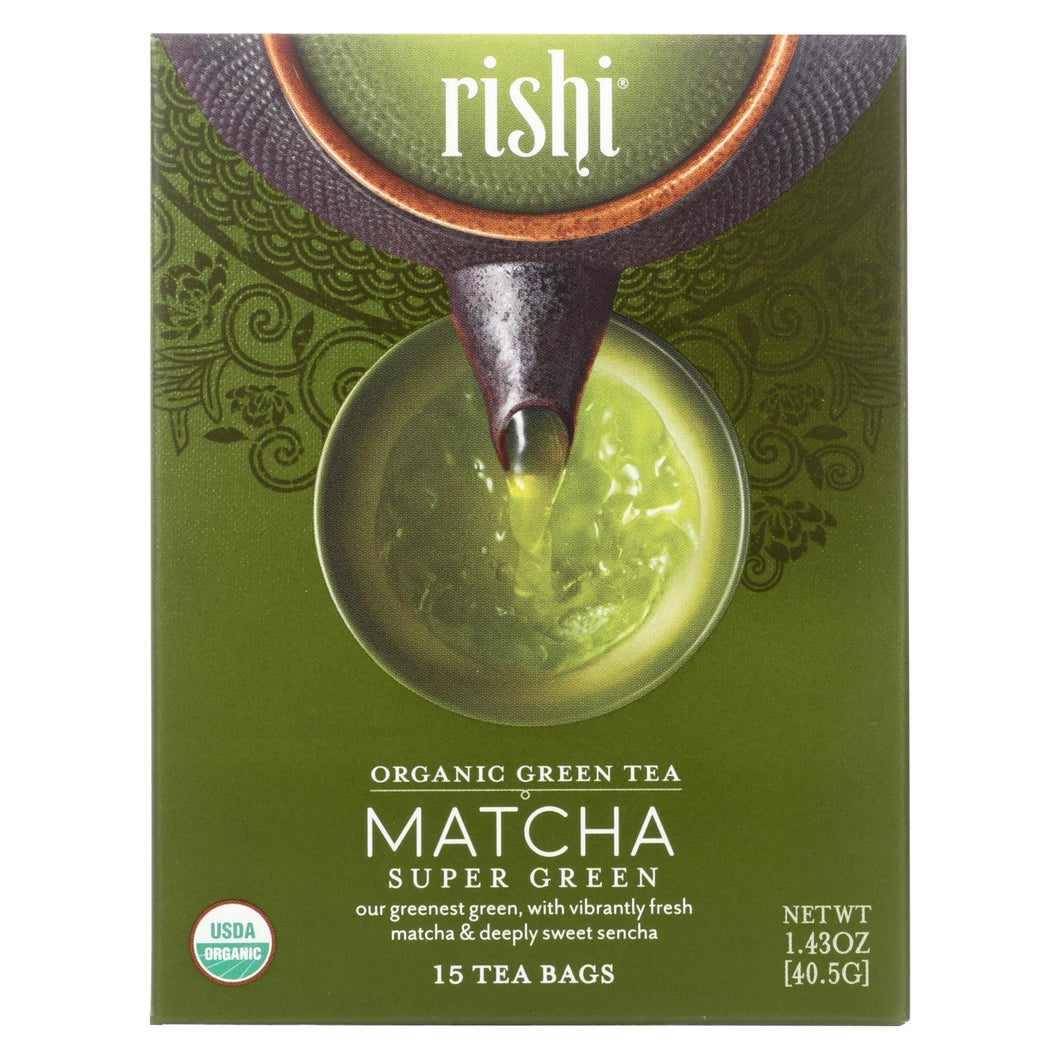 Rishi Green Tea Blend - Matcha Super - Case Of 6 - 15 Bags