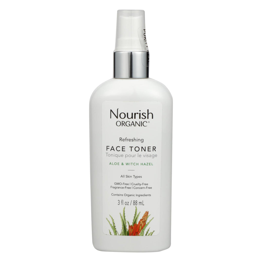 Nourish Organic Face Toner - Refreshing And Balancing - Rosewater And Witch Hazel - 3 Oz