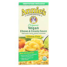 Annie's Homegrown Organic Gluten Free Vegan Elbows And Creamy Sauce Rice Pasta Dinner - Case Of 12 - 6 Oz.