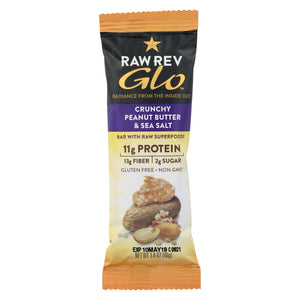 Raw Revolution Glo Crunchy Bar - Peanut Butter And Sea Salt - Case Of 12 - 1.6 Oz.