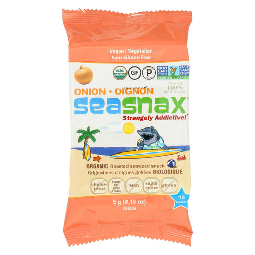 Seasnax Organic Premium Roasted Seaweed Snack - Toasty Onion - Case Of 24 - 0.18 Oz.