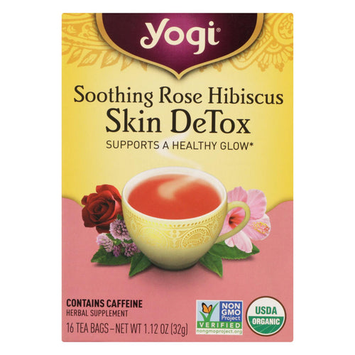 Yogi Tea - Organic - Soothing Rose Hibiscus Skin Detox - Case Of 6 - 16 Bag