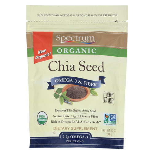 Spectrum Essentials Organic Chia Seeds - Omega-3 And Fiber - 12 Oz