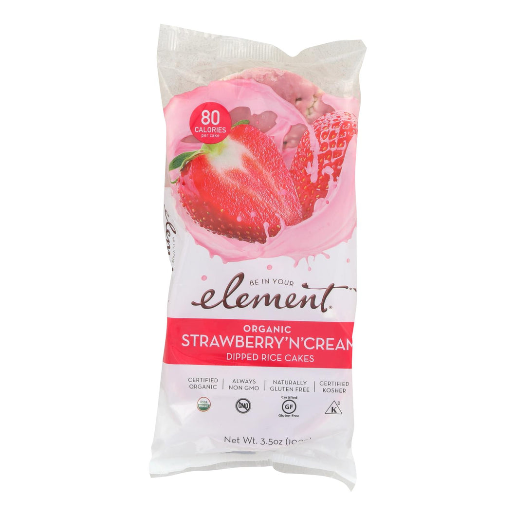 Element Organic Dipped Rice Cakes - Strawberry'n'cream - Case Of 6 - 3.5 Oz