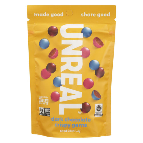 Unreal - Crispy Quinoa Chocolate Gems - Dark Chocolate - Case Of 6 - 5 Oz.