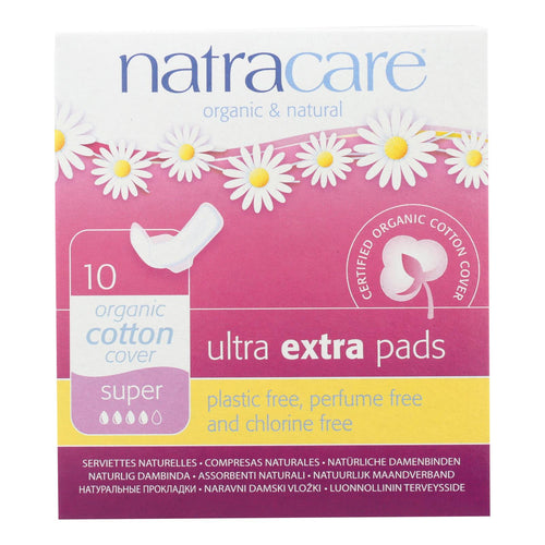 Natracare  Ultra Extra Pads W-wings - Super - 10 Count