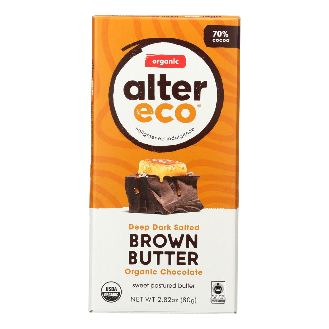 Alter Eco Americas Chocolate - Organic - Dark Salted Brown Butter - 2.82 Oz - Case Of 12