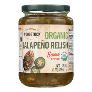 Woodstock Organic Jalapeno Relish - Case Of 6 - 16 Oz.