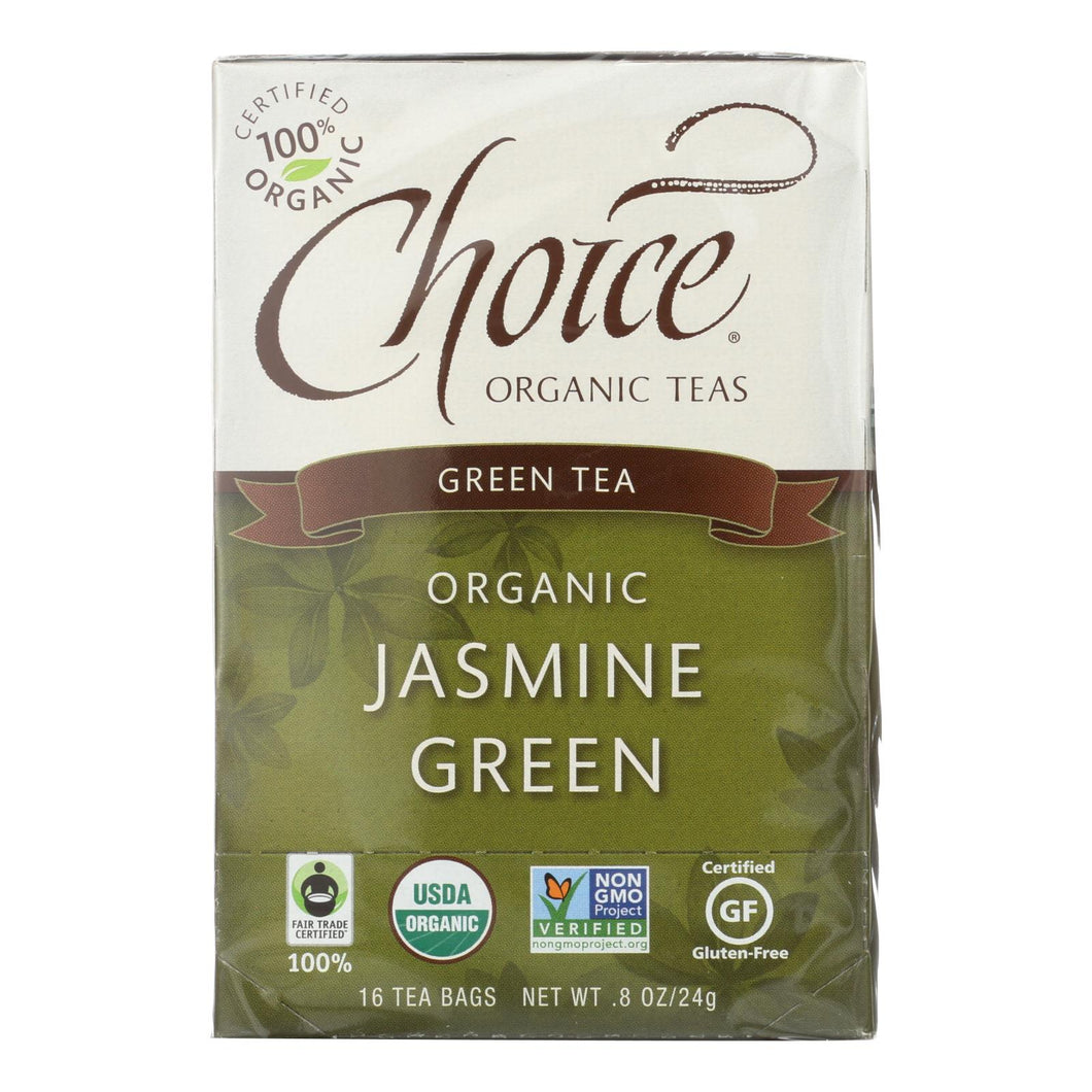 Choice Organic Teas Jasmine Green Tea - 16 Tea Bags - Case Of 6