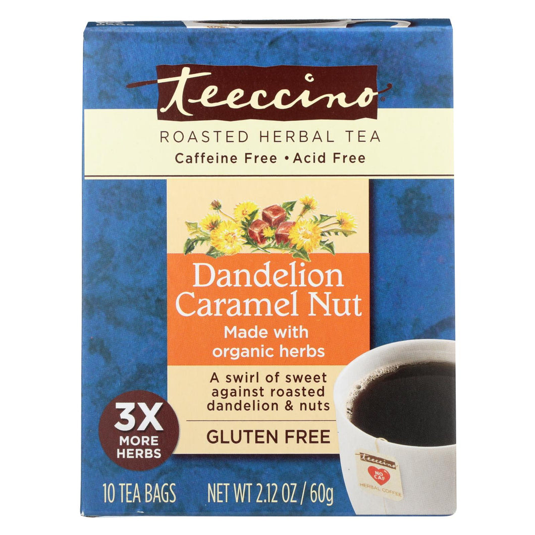 Teeccino Organic Herbal Coffee - Dandelion Caramel Nut - 10 Bags - Case Of 6