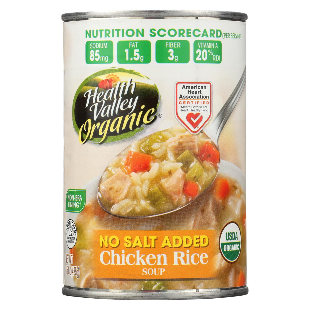 Health Valley Organic Soup - Chicken Rice No Salt Added - Case Of 12 - 15 Oz.