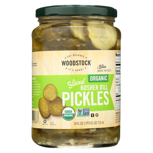 Woodstock Organic Pickles - Kosher Dill - Sliced - Case Of 6 - 24 Oz.