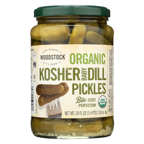 Woodstock Organic Pickles - Kosher Dill - Baby - Case Of 6 - 24 Oz.