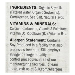 Silk Organic Soymilk - Unsweetened - Case Of 6 - 32 Fl Oz.