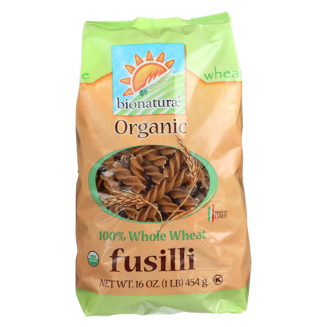 Bionaturae Pasta - Organic - 100 Percent Whole Wheat - Fusilli - 16 Oz - Case Of 12