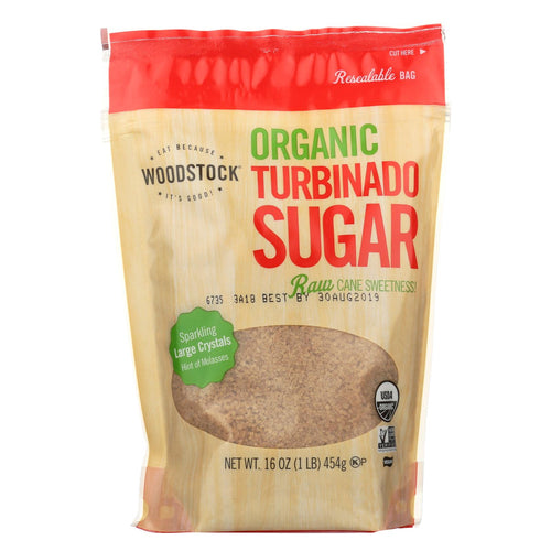 Woodstock Sugar - Organic - Turbinado - 16 Oz - Case Of 12