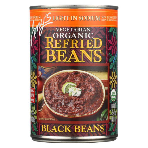 Amy's - Organic Light In Sodium Refried Black Beans - Case Of 12 - 15.4 Oz.