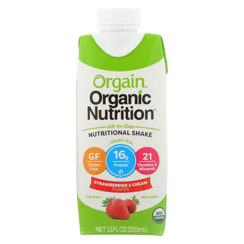 Orgain Nut Shake - Organic - Strawberry & Cream - Case Of 3 - 4-11 Fl Oz