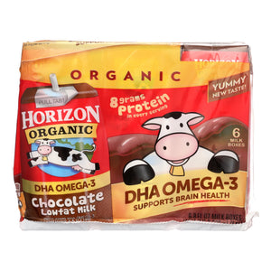 Horizon Organic Dairy Milk - Organic - 1 Percent - Lowfat - Box - Chocolate - Plus Dha Omega-3 - 6-8 Oz - Case Of 3