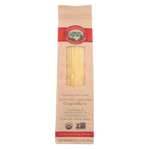 Montebello Organic Pasta - Capellini - Case Of 12 - 1 Lb.