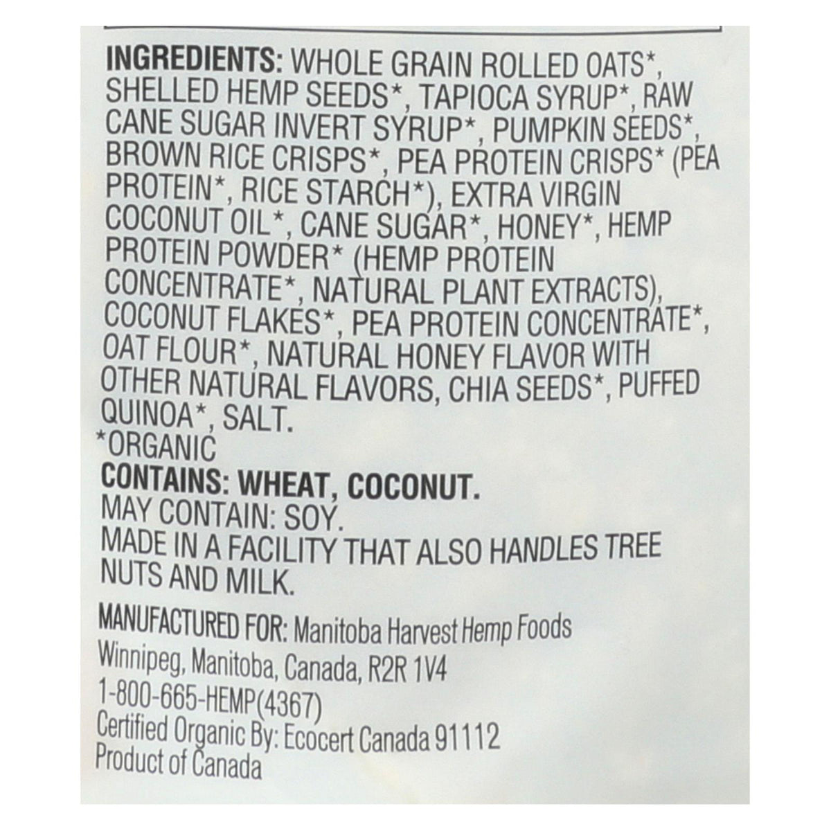 Manitoba Harvest - Granola Hemp Hny-oats - Case Of 6 - 10 Oz