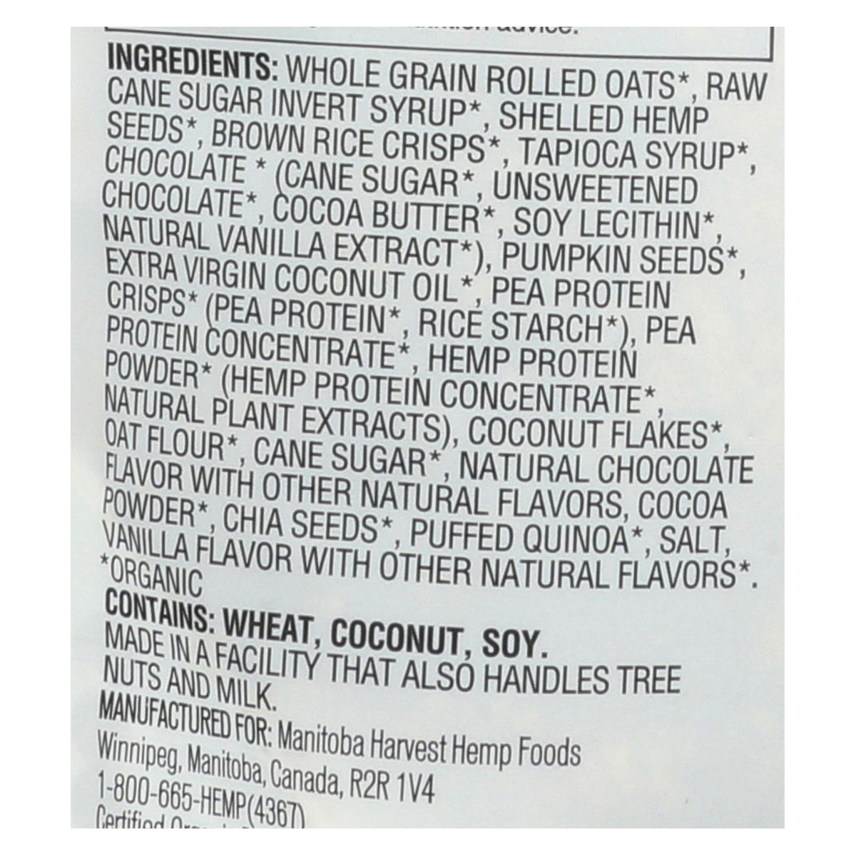 Manitoba Harvest - Granola Hemp Dark Chocolate - Case Of 6 - 10 Oz
