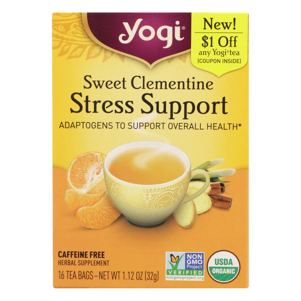 Yogi - Tea Clementine Stress - Case Of 6 - 16 Bag