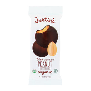 Justin's Nut Butter Organic Peanut Butter Cups - Dark Chocolate - Case Of 12 - 1.4 Oz.