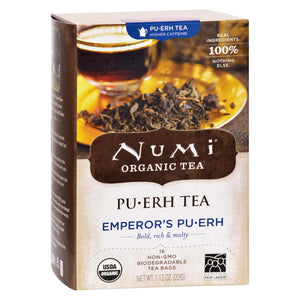 Numi Emperor's Puerh Black Tea - 16 Tea Bags - Case Of 6