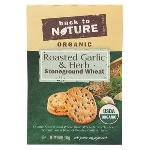 Back To Nature Crackers - Roasted Garlic And Herb Stoneground Wheat - Case Of 6 - 6 Oz.